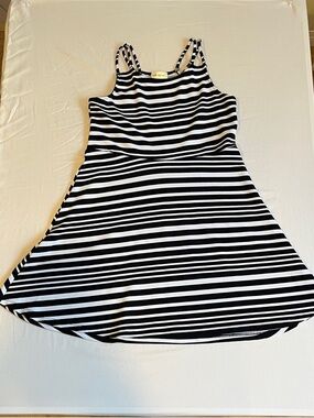 enough about me... Black & White Striped dress